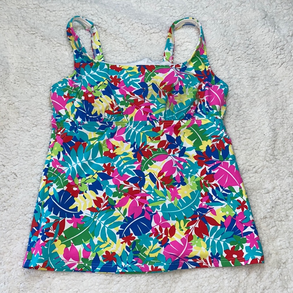 Lands' End, Square Neck Underwire Tankini Top, with Adjustable Straps, Size 6DDD